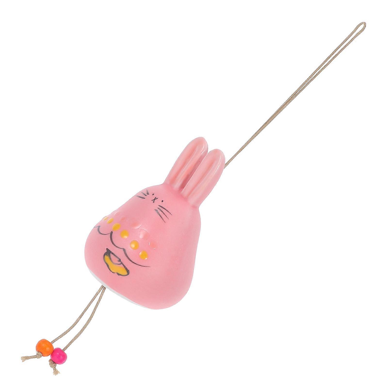Nordic Style Pink Rabbit Shaped Wind Chime Home Ornaments Metal Oxides Firing Technology 1Set