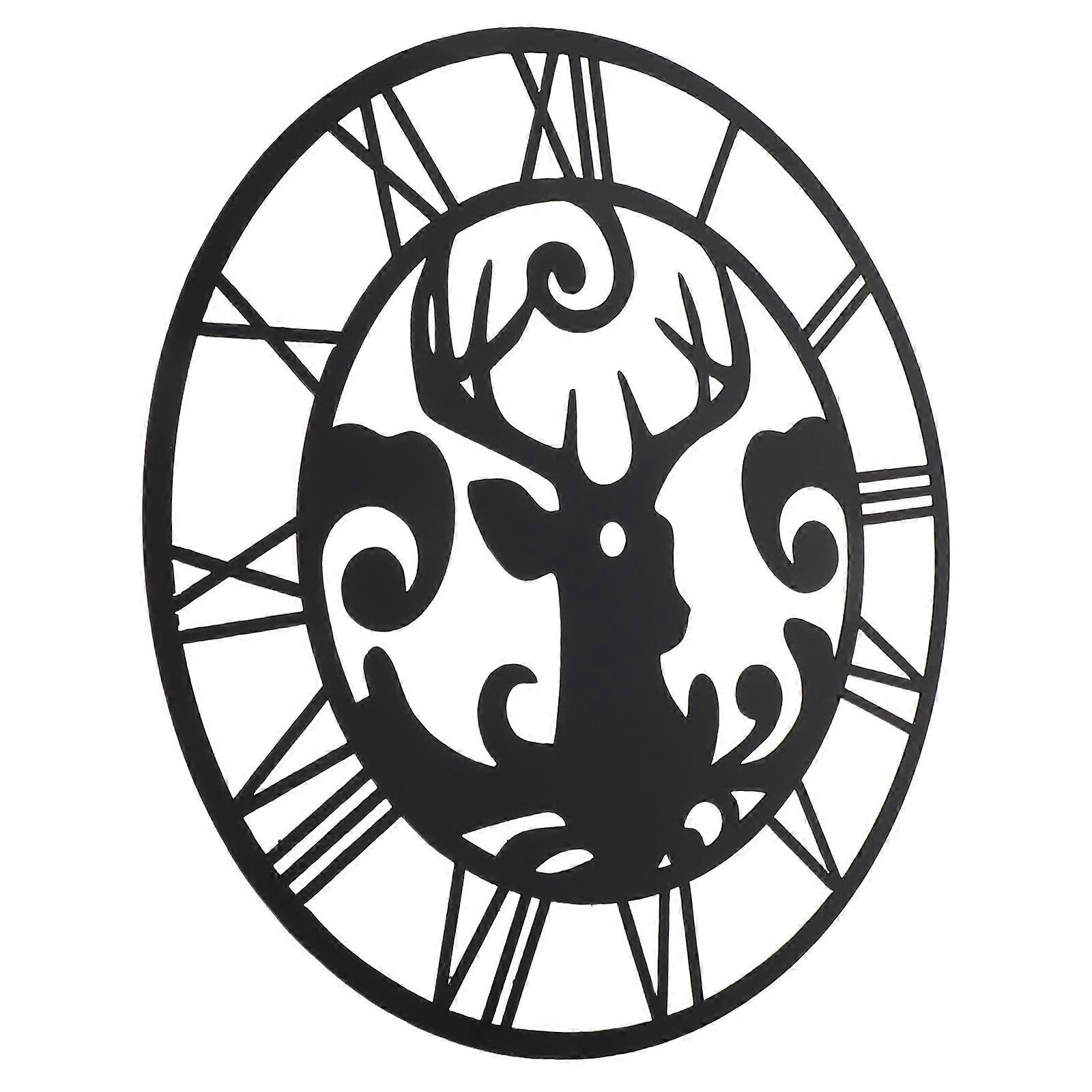 Mirror Acrylic Wall Clock Decal with Roman Numerals and Deer Design – Self Adhesive Reflective Sticker for Home and Commercial Spaces