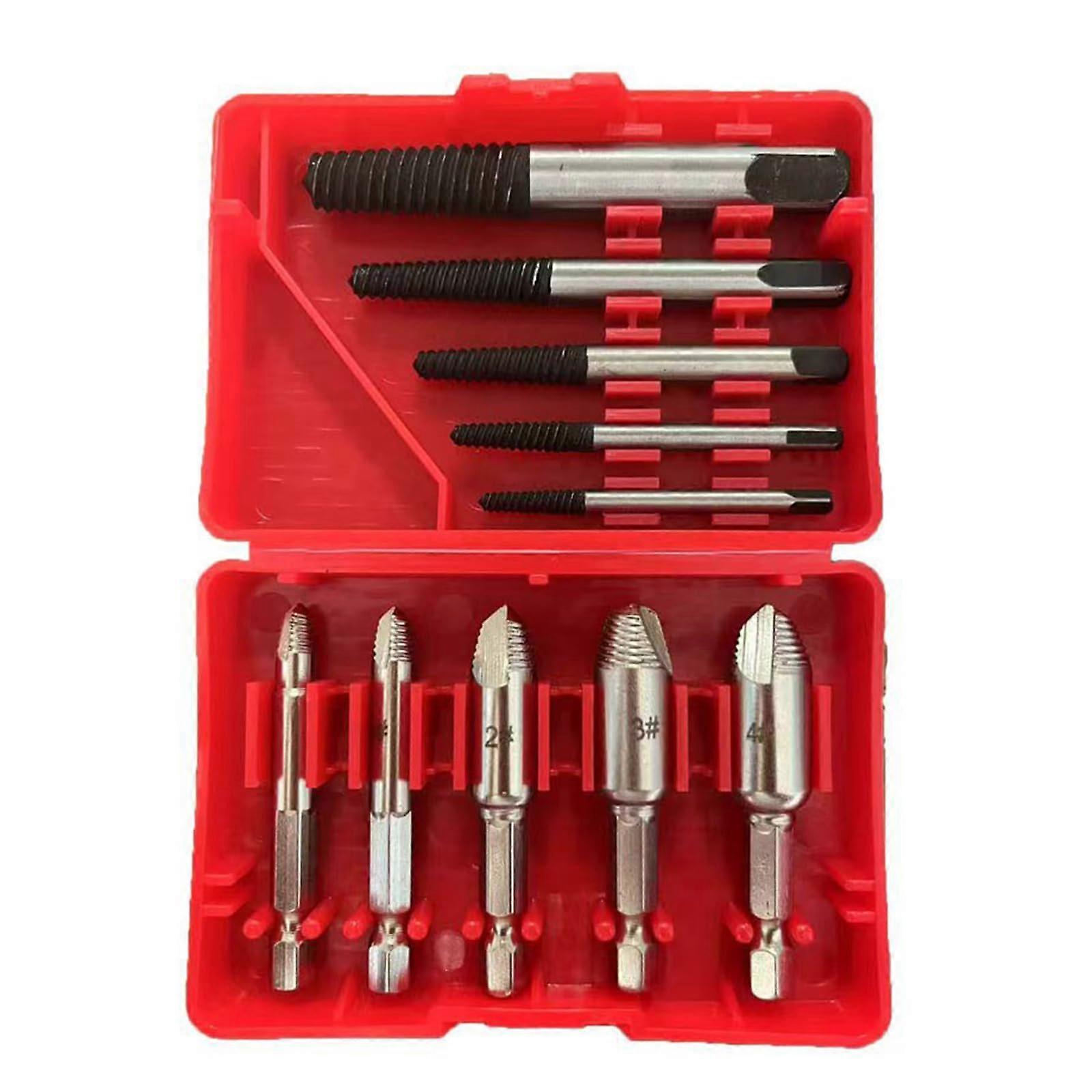 10Piece Screw Extractor Set with Storage Box, Ideal for Enthusiasts and Professionals for Quick Screw Removal, Black