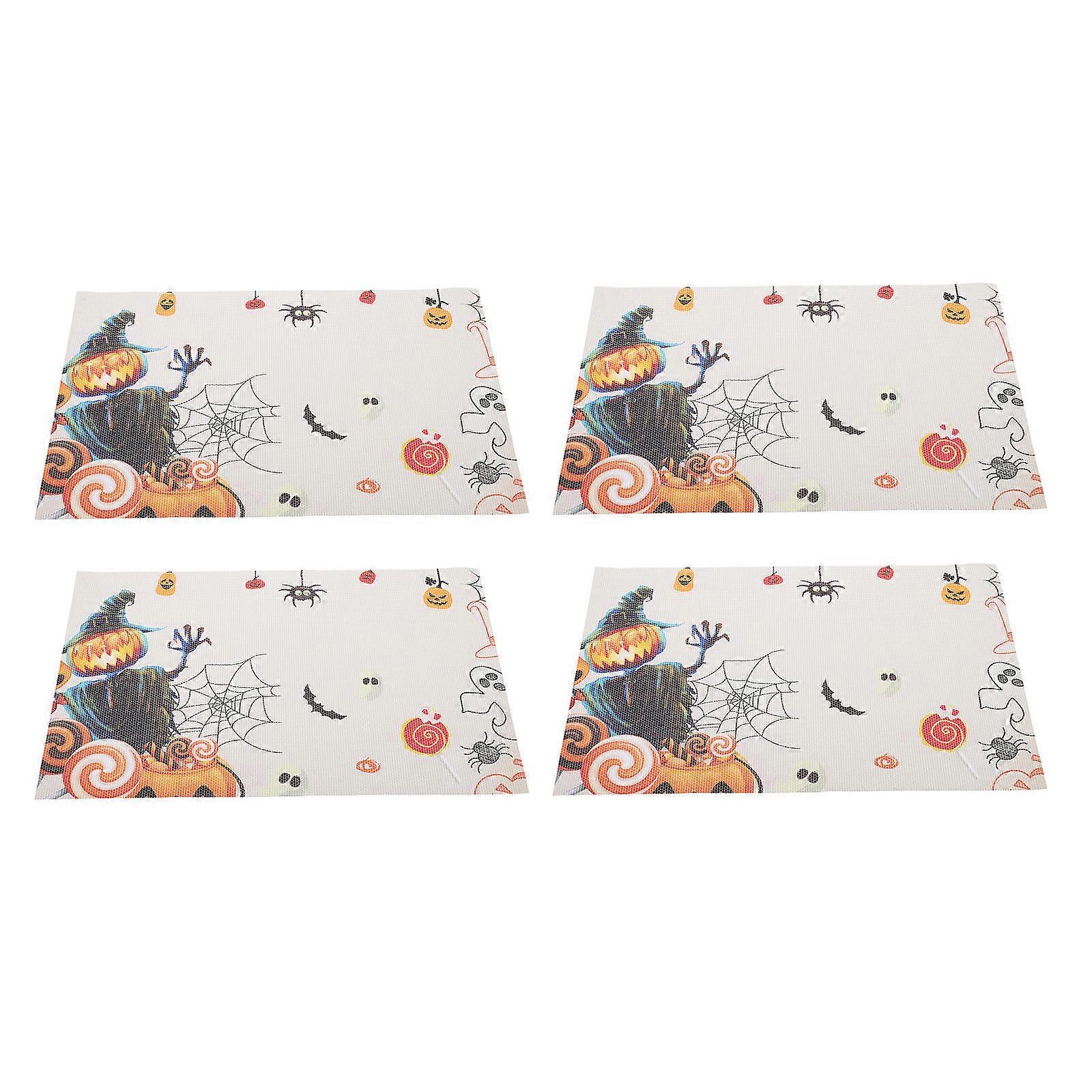 4Set Halloween Table Mats For Homeowners Providing Heat-resistant Protection With Rectangular Shape Suitable For Outdoor Parties