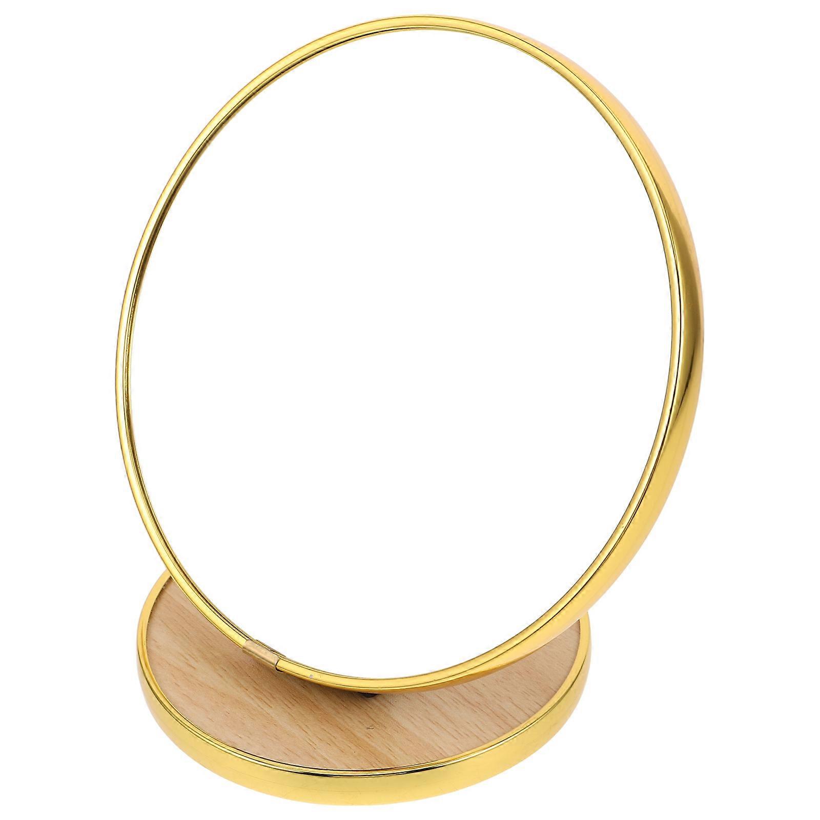 Portable Vanity Mirror For Travel And Home Use With Adjustable Angle Golden Round Shape 1Set