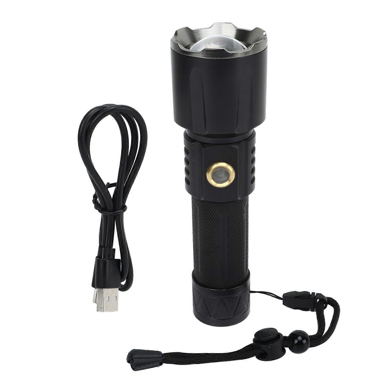 Zoomable Flashlight High Brightness White Light Type C Charging 1500m Long Range for Outdoor