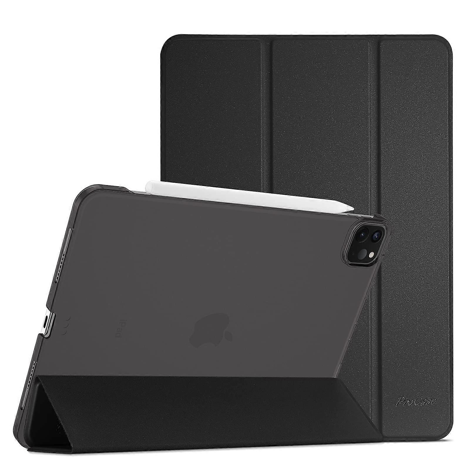 Lightweight Hard Smart Cover, Thin Protective Shell, Black Case for 12.9 Inch iPad Pro 2022 2021 2020 2018