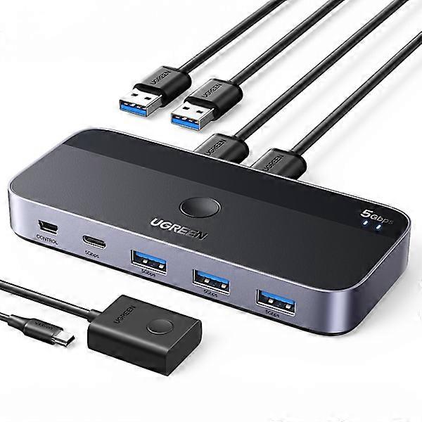 2-in-4 switch for 2 computers USB 3.0 + 2x USB-A cable black, data transfer.