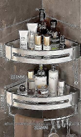 Double-layer Drill-free Bathroom Storage Organizer With Hook