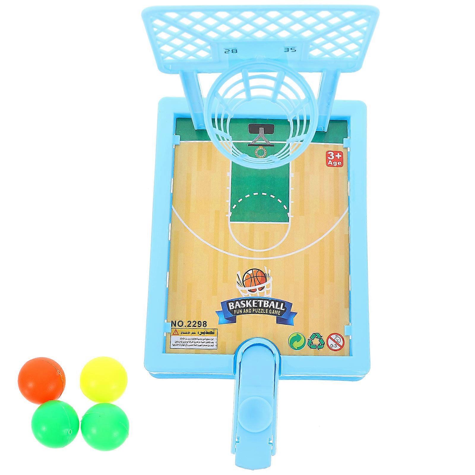 Blue Table Top Basketball Game for Kids Interactive Finger Basketball Toy Indoor Play with 4 Balls Plastic Shooting Game 1 Set