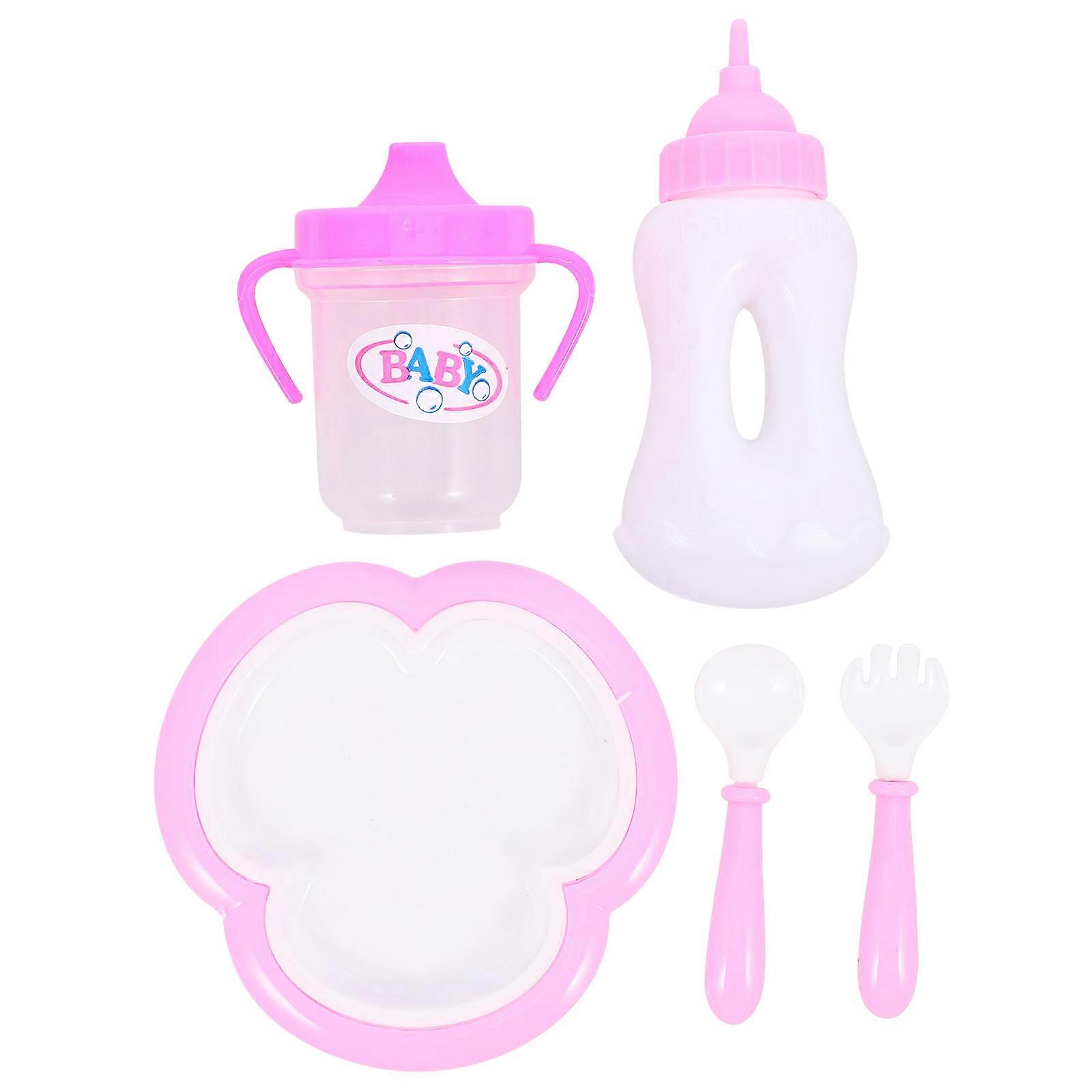 Doll Milk Bottle Playset for Pretend Play Decorative Plastic Toy Set Assorted Color 1 Set