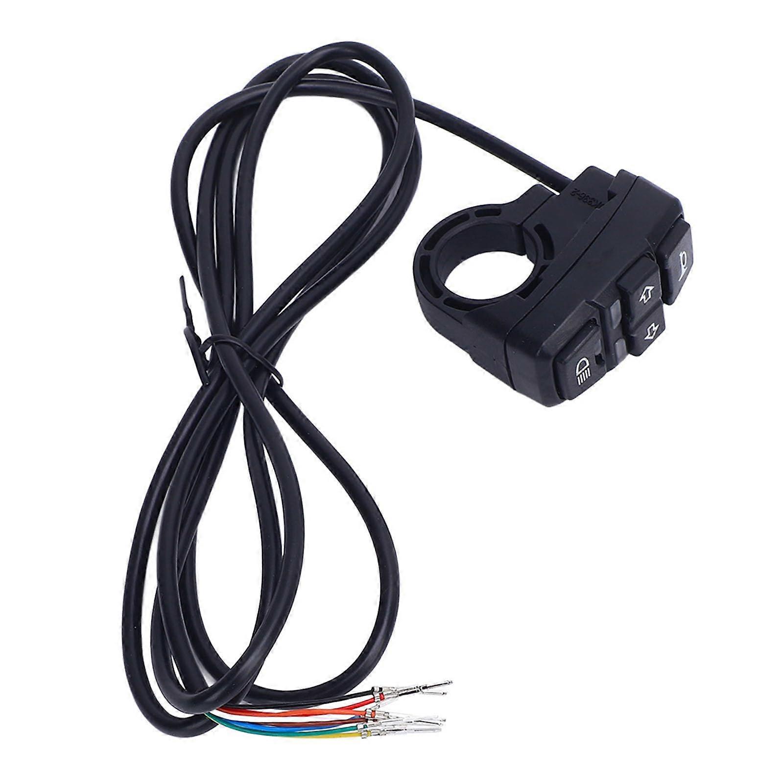 Motorcycle Handlebar Control Switch, 3-in-1 Headlight Horn On/Off Switch for 22mm Handlebars, 36V 48V Compatibility