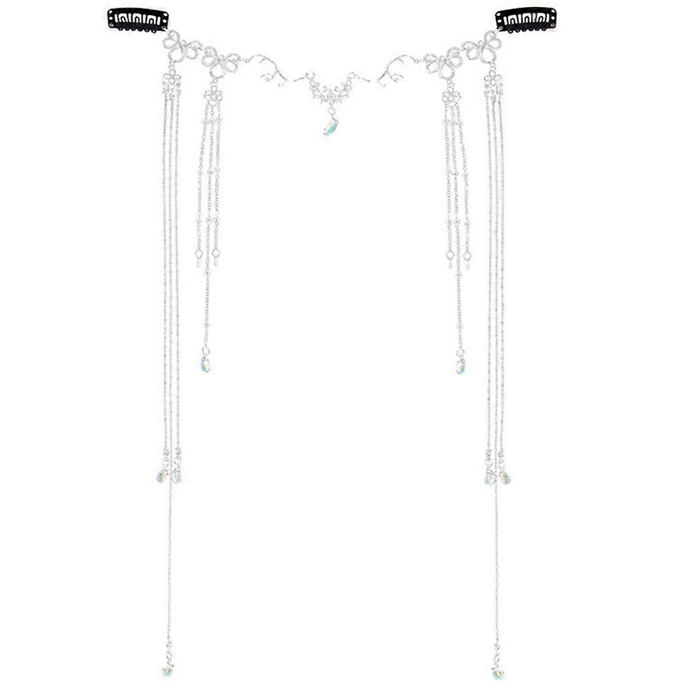 Stylish Silver Alloy Head Chain for Women with Stable Fit and Dangling Tassel 7.5 Inches