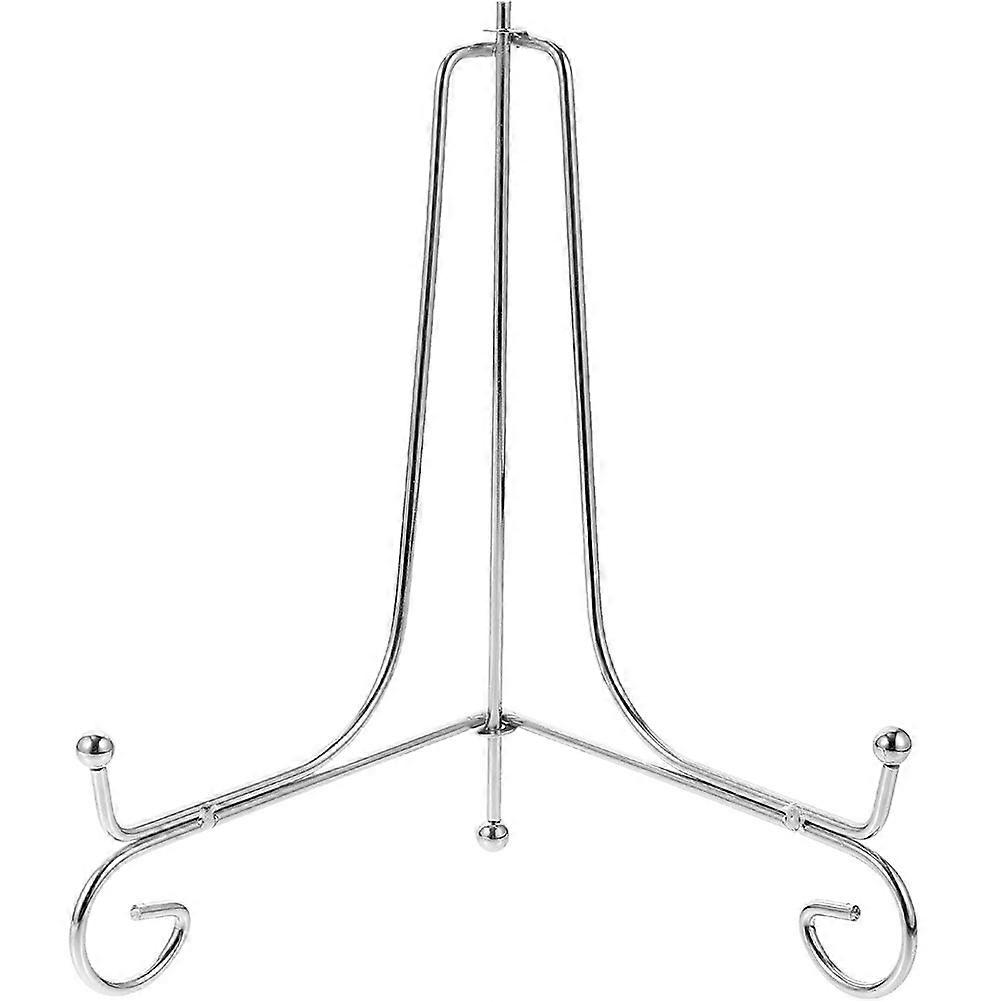 Silver Iron Easel Stand for Plate Display with Solid Three Legged Design Stable and for Home and Mall Use 7 inch