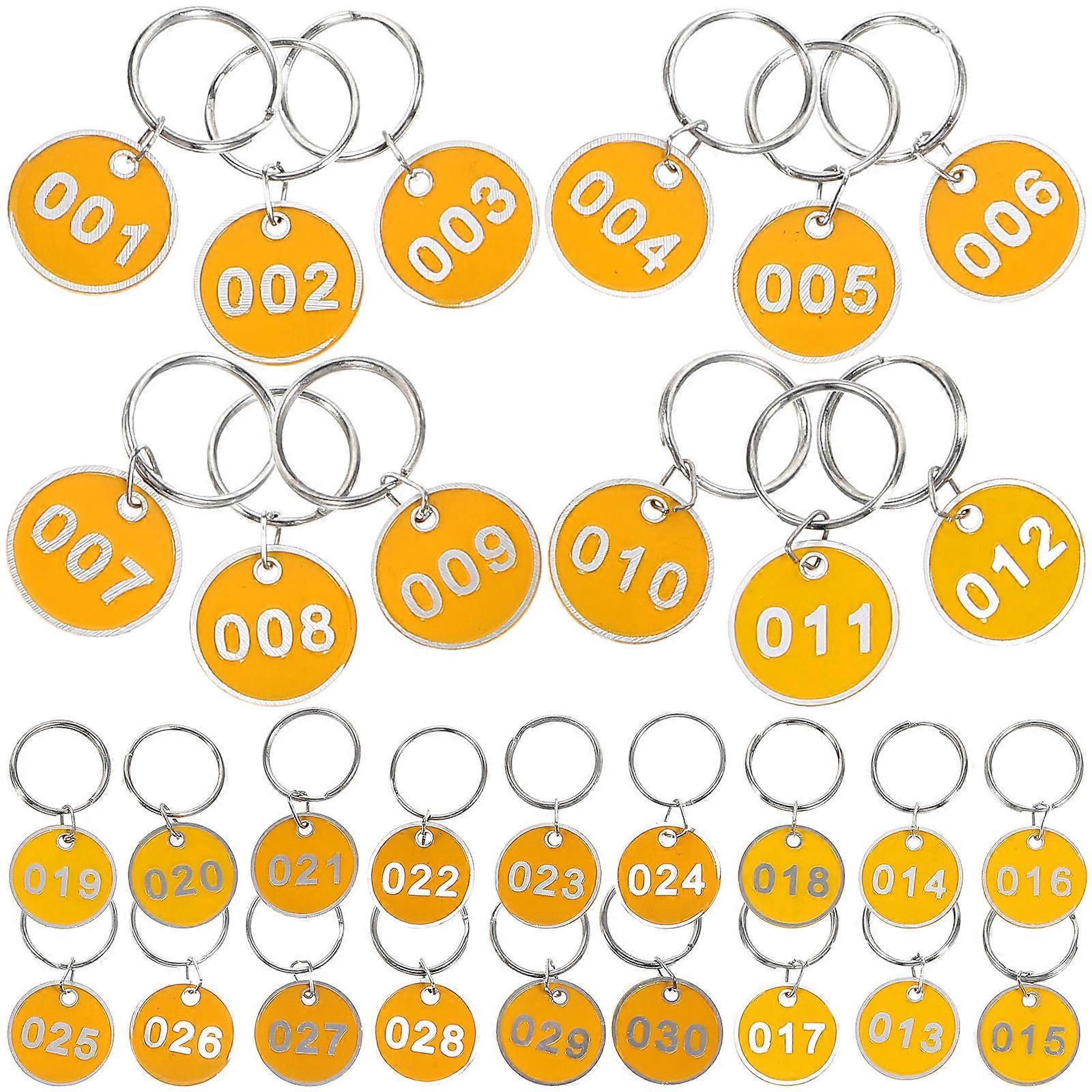 30Pcs Round Metal Number Tags Ideal For Item Identification At Restaurants Homes And Kindergartens In A Practical Yellow Design