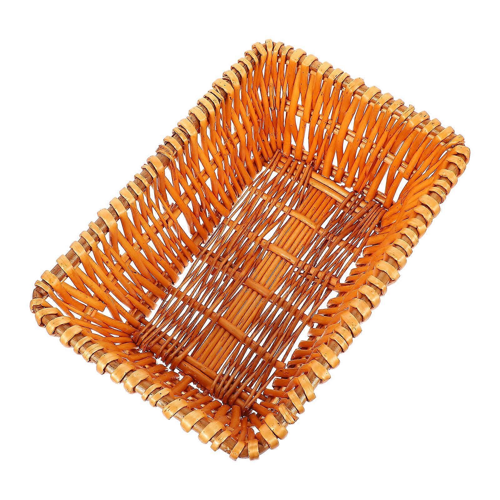 Rattan Storage Basket for Home Use Light Brown Synthetic Material Large Volume for Snacks 7.8"x4.5" "
