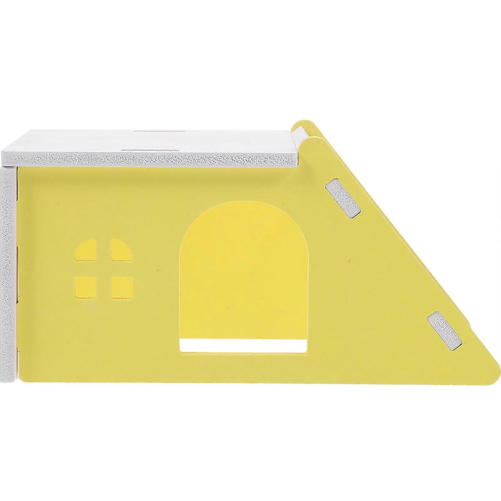 Small Animal Hideout House Hamster Nest Indoor Pet Use Yellow Inclined Design Resting Set