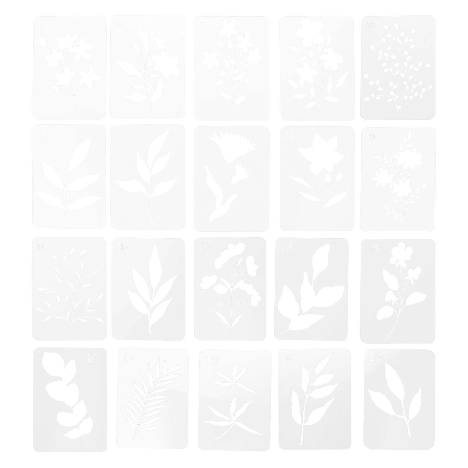Stencils For Crafts 20Pcs Hand Painting Templates DIY Hollow Templates For Art Projects With Various Designs And Rectangular Shape