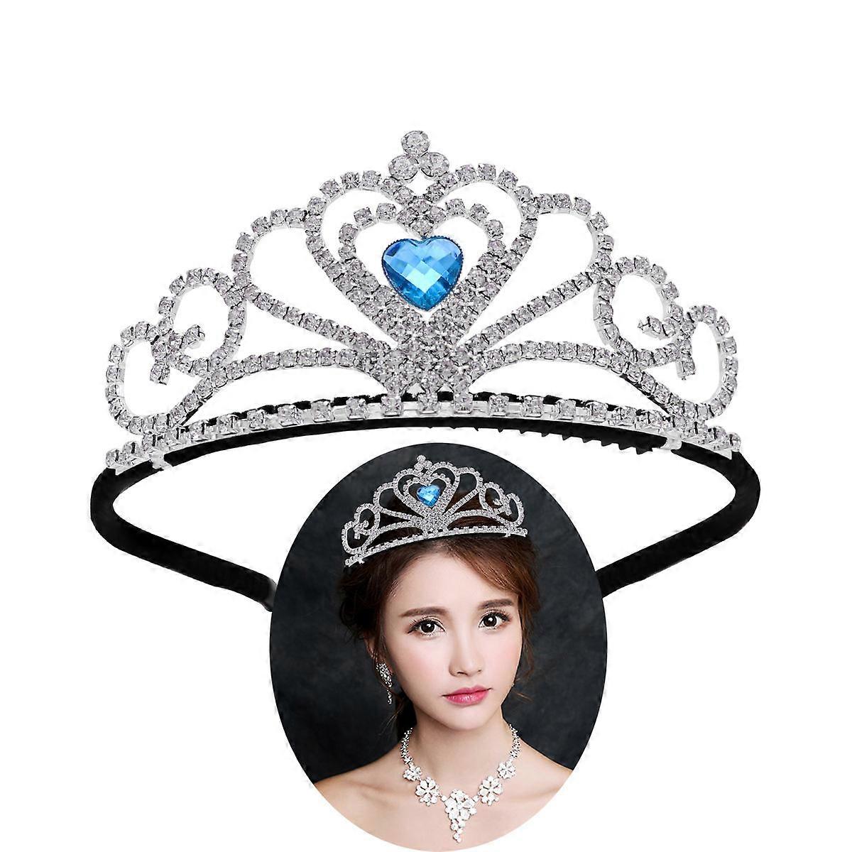 Children Tiara Crown with Heart Design and Crystal for Kids Use Silver Lightweight
