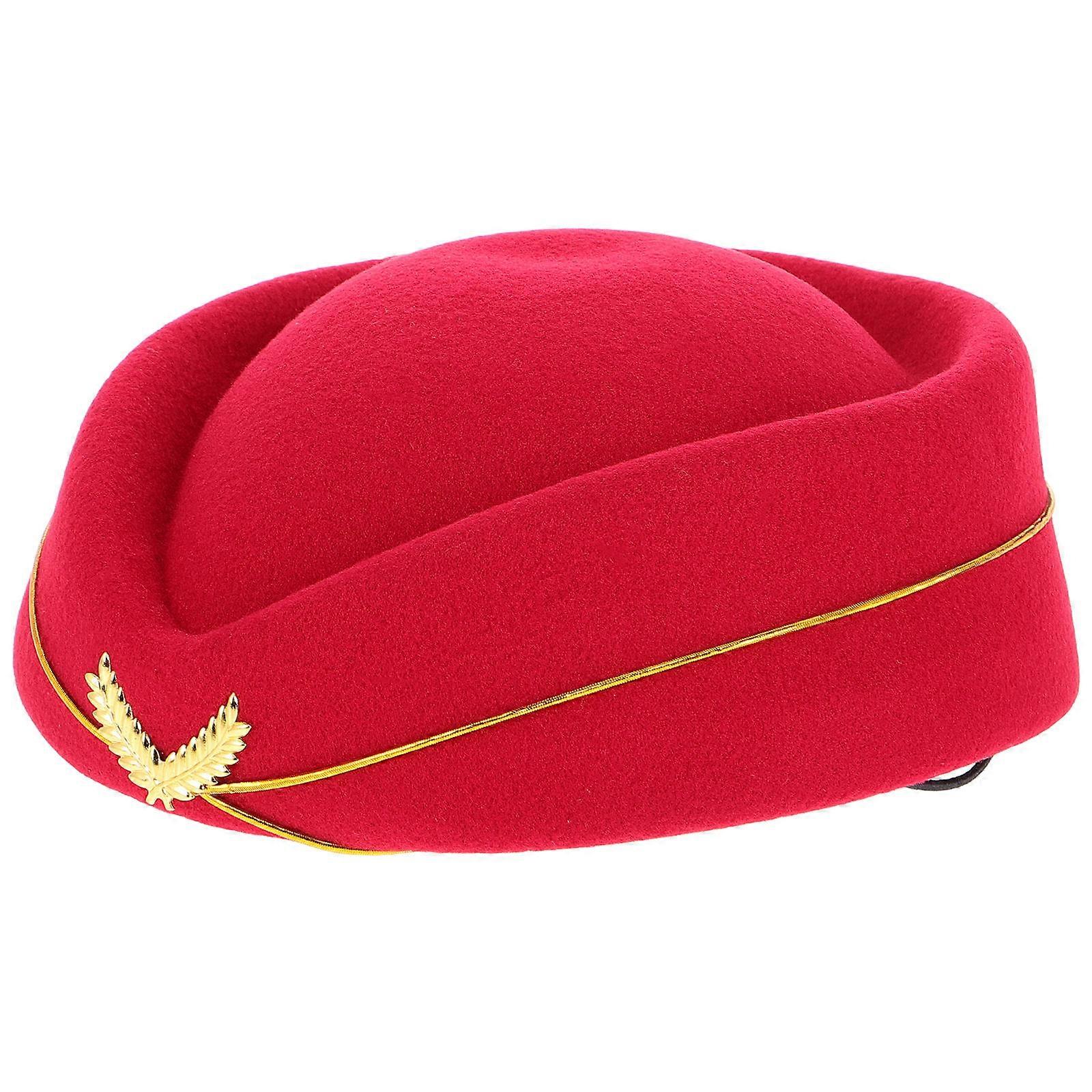 Cosplay Flight Attendant Cap Women Beret Shape Dark Red For Masquerades 1Pack