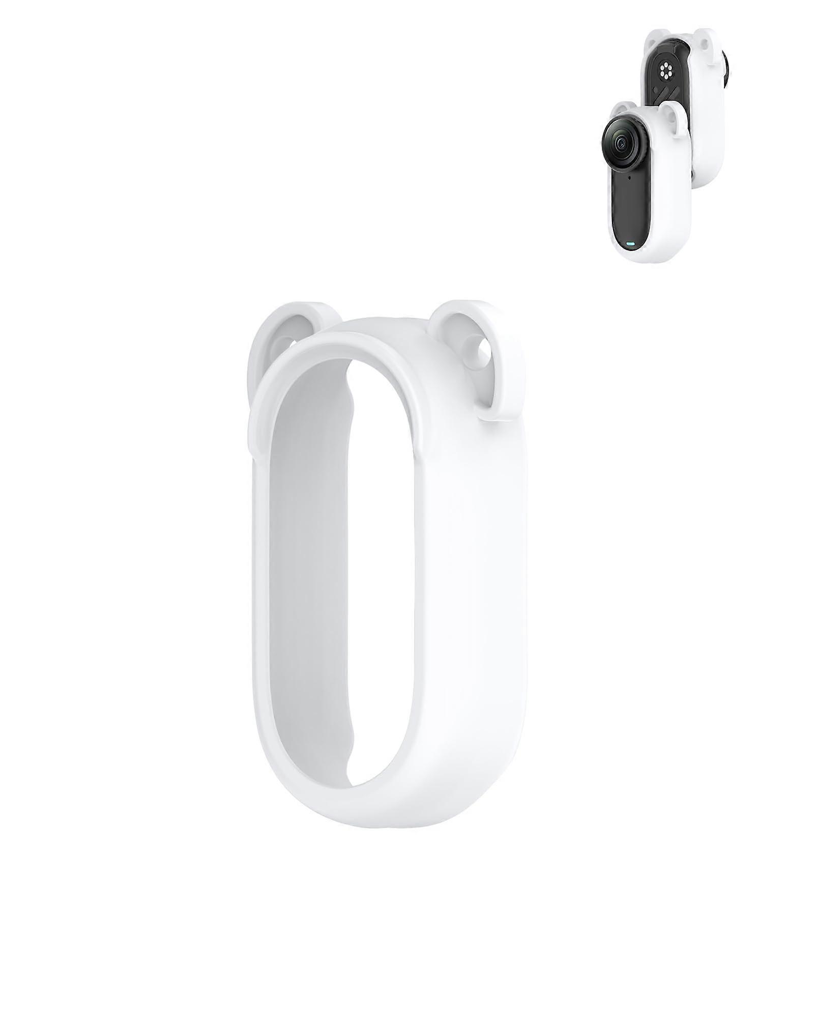 Protective Silicone Case with Neck Strap, Anti-Scratch Drop Proof Soft Cover for Insta360 GO 3S (White)