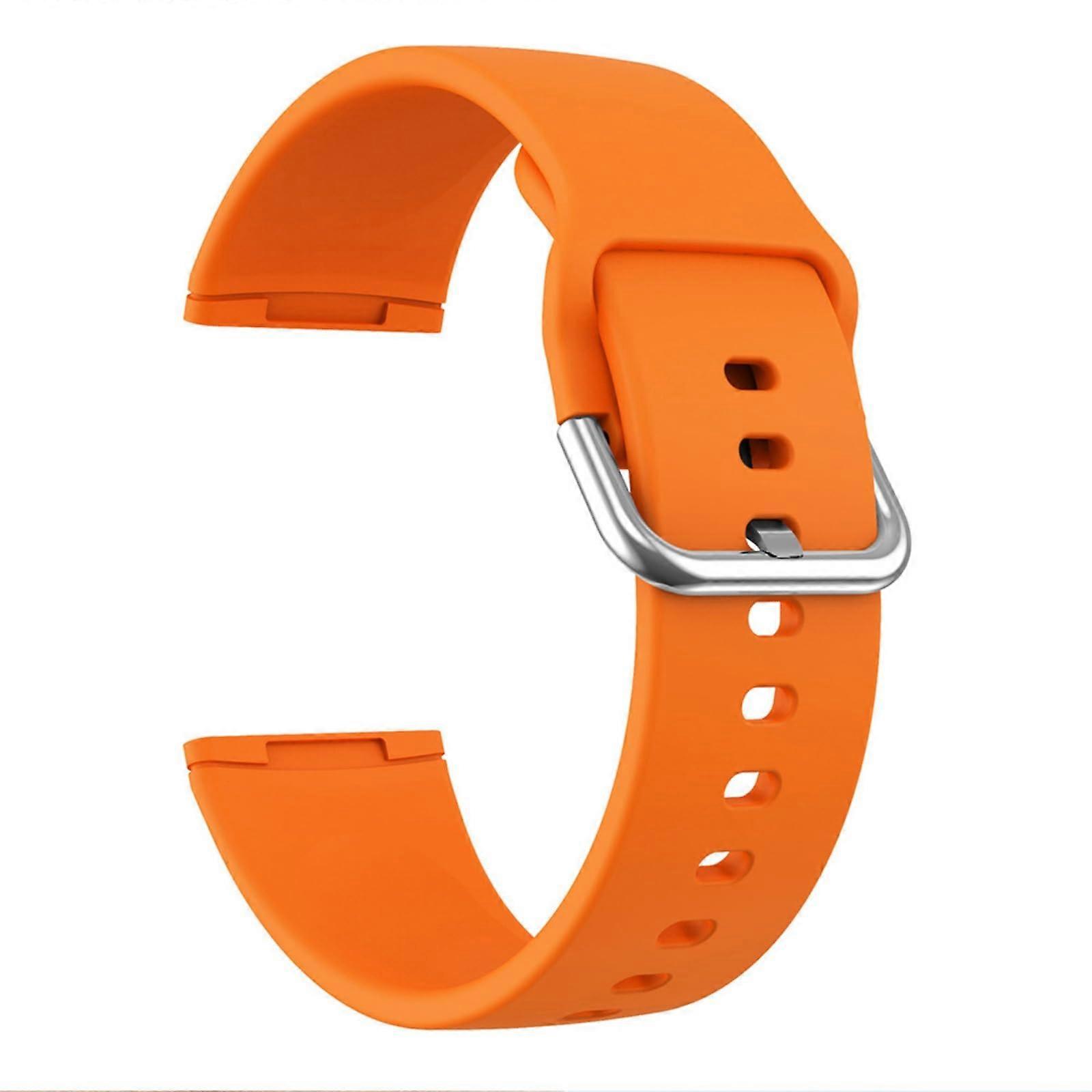 Compatible with Google Fitbit Versa 4 / Versa 3 / Sense 2 Silicone Strap, AntiSweat Sports Wristband (Orange)