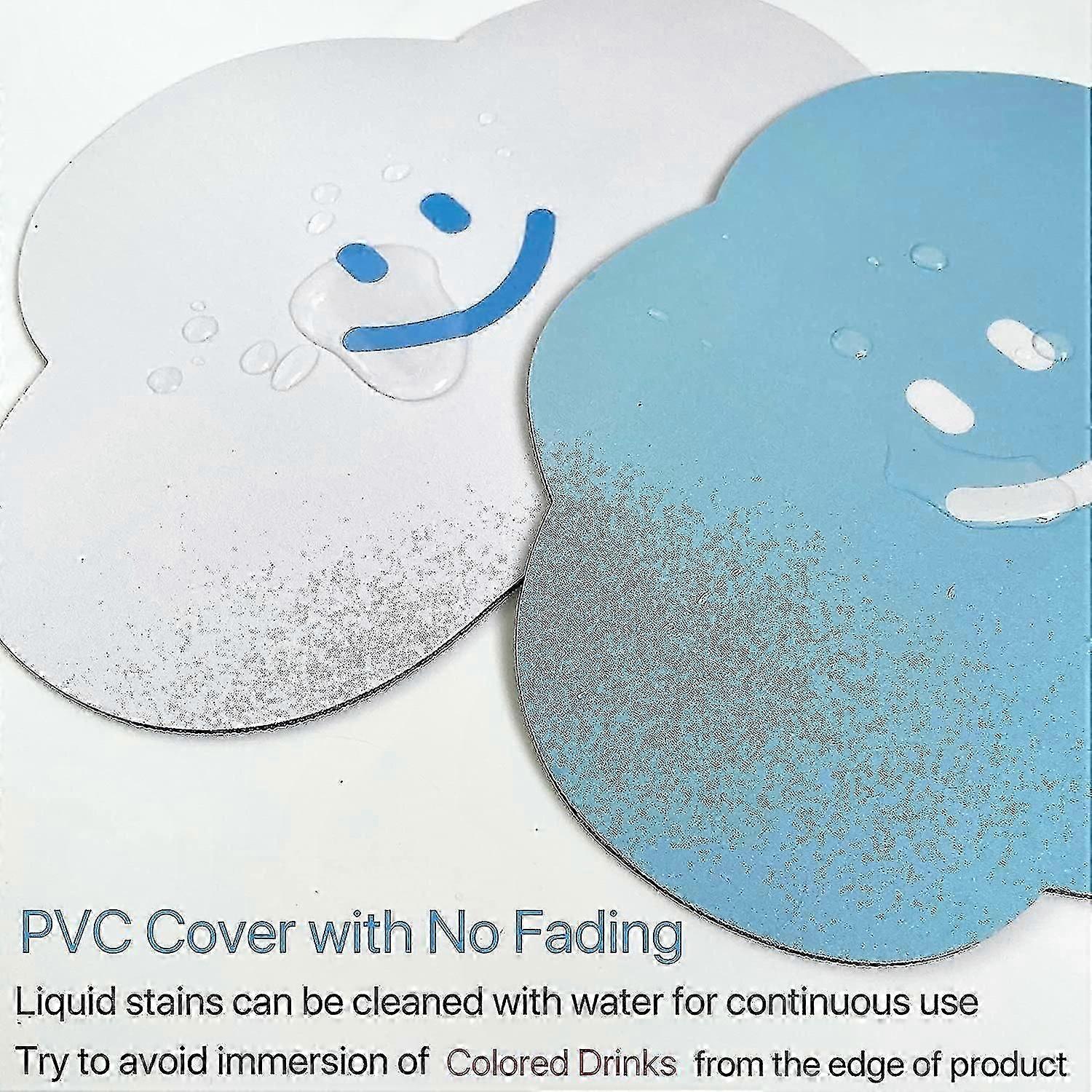 Cute Cloud Mouse Pad 2 Pack, Small PVC Computer Mouse Mat with Non-Slip Rubber Base for Office and Home Use