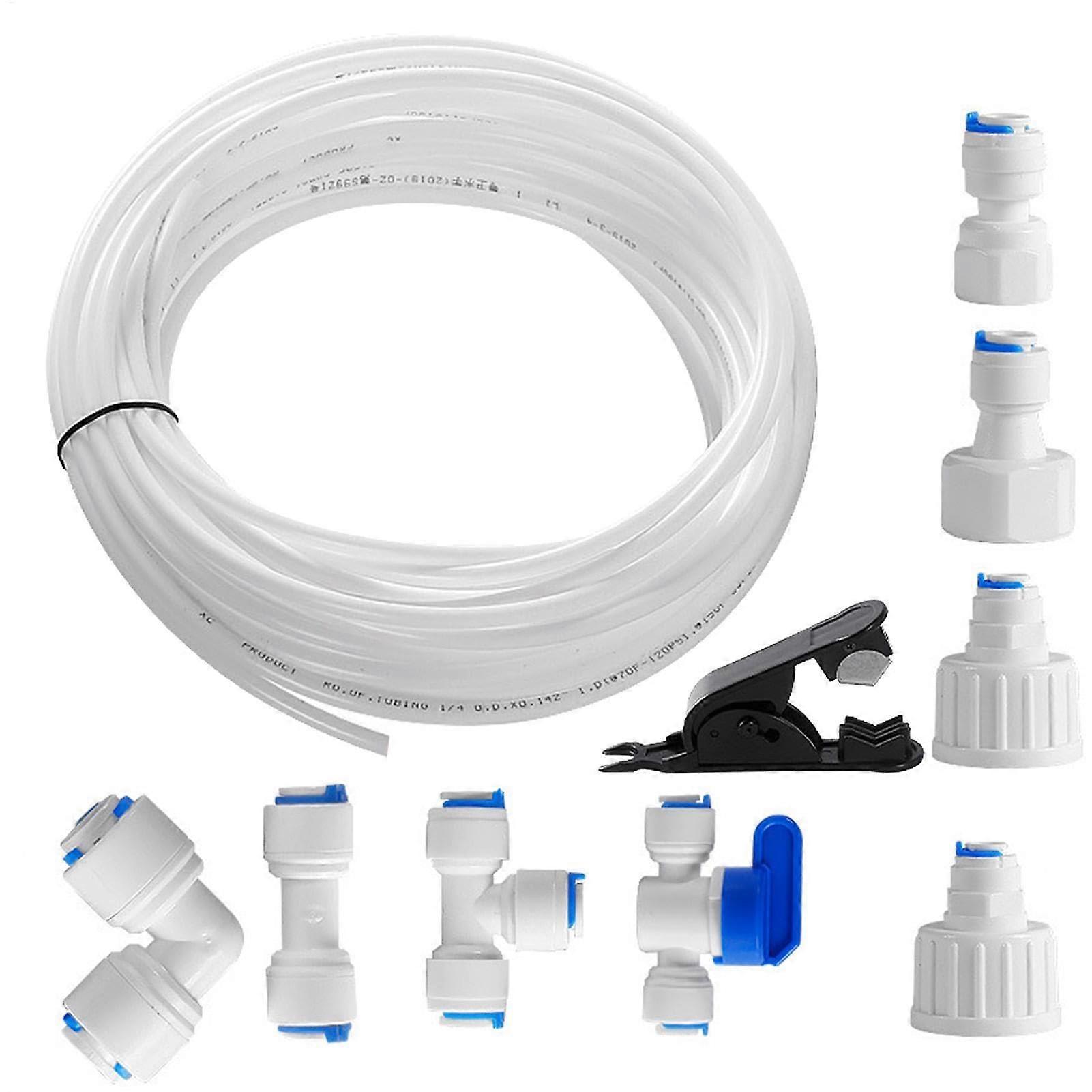 RO water pipe set refrigerator connector for pipelines, 15 m hose, water treatment pipe with cut quick connector for aquarium filtration, Purifici