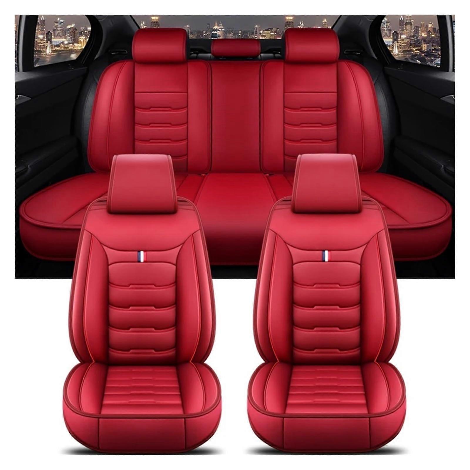 Car Seat Covers Universal Fit For Jaguar All Models XF F-Pace E-Pace I-Pace X-Type XE XJ XK 5 Seat Set B-Red