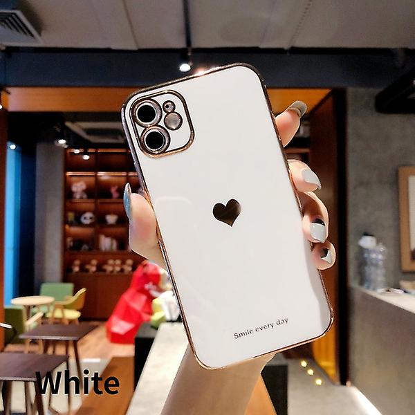 Heart Case For Iphone 11 ,love Phone Case For Iphone 12 11 Pro Max Xr Xs Electroplated Shockproof Protective Back Cover Capa (camera Protection)