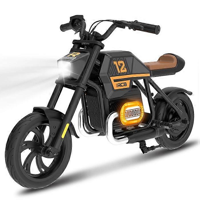 RCB R9 elektrische motorfiets voor kinderen, 12 inch, 200W, 25 km/u, sfeerverlichting, vanaf 4 jaar, zwart
