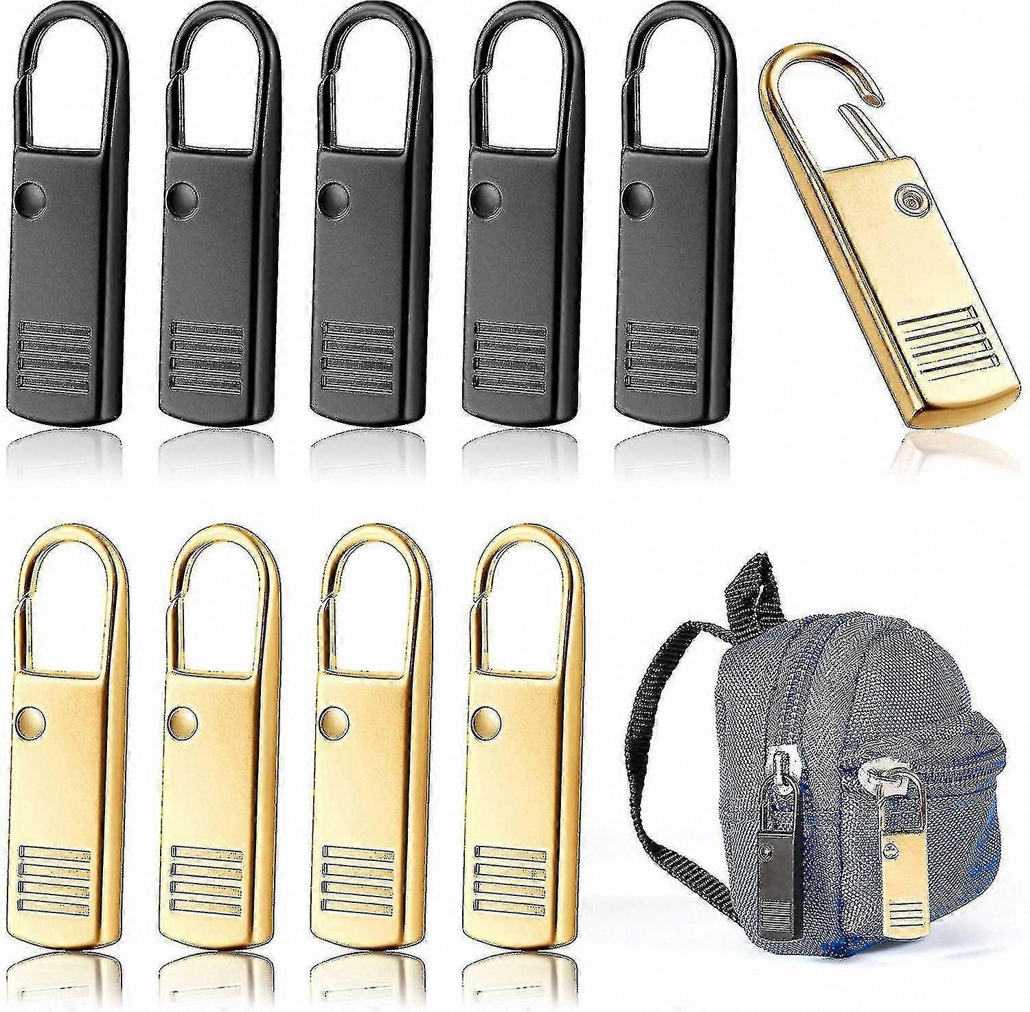 Metal Zipper Pull Tabs, 10 Pack Replacement Pull Heads for Zippers