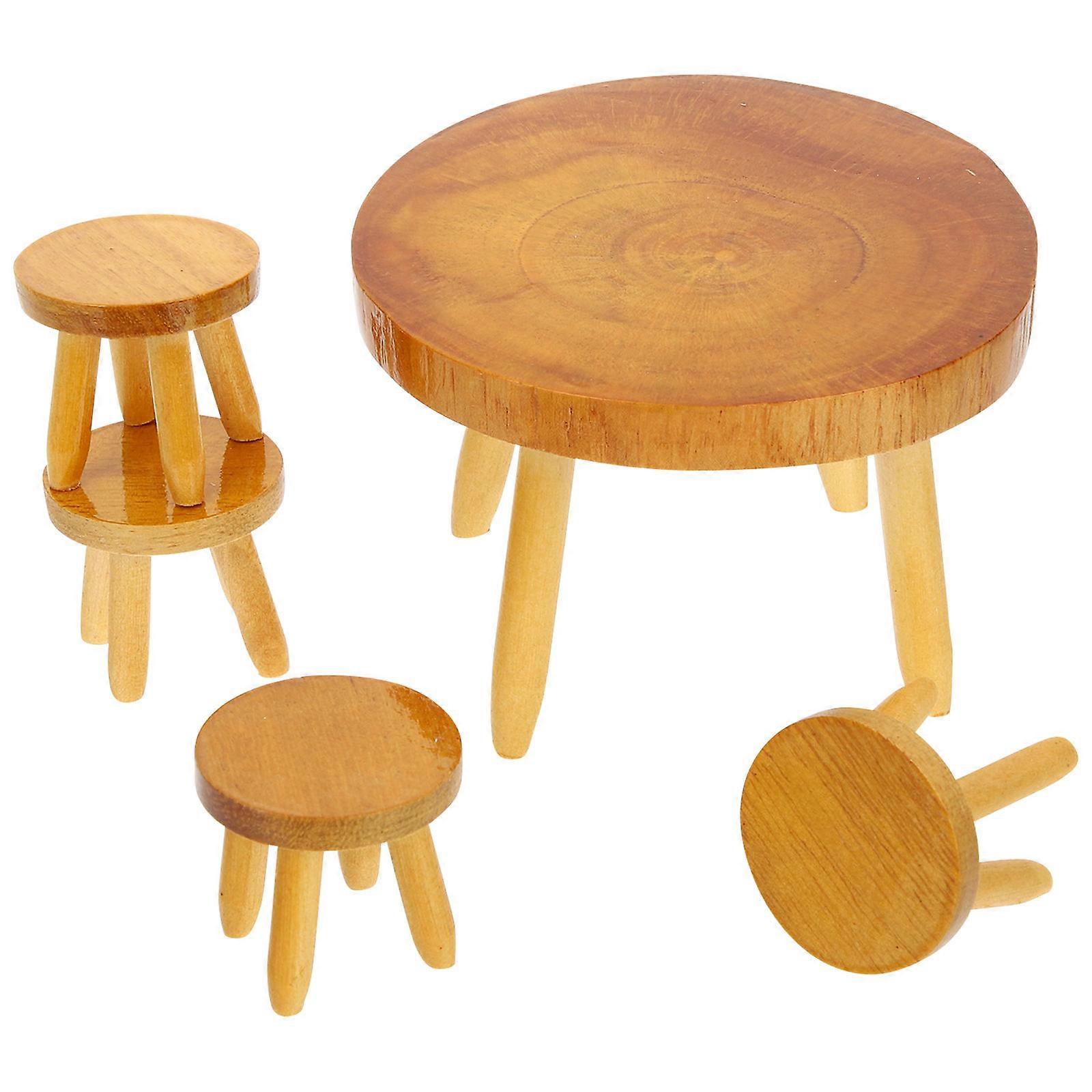 ミニチュアテーブルと椅子セットドールハウスアクセサリーレジャーシーンデコレーションベージュの創造性プロモーション1セット用木製家具