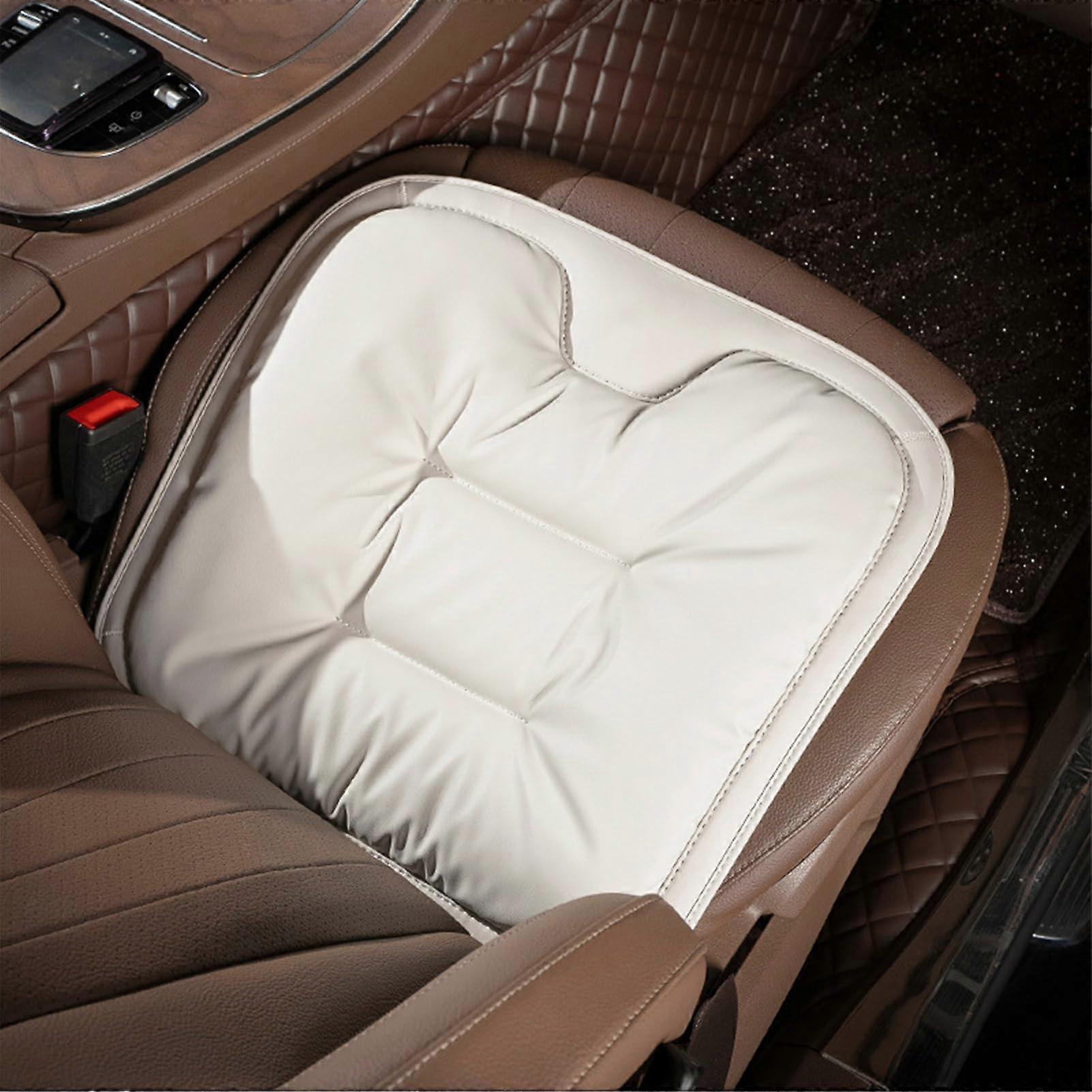 Car Seat Cushion Replacement with 1.5in Memory Foam, Antifouling Leather, Soft Supportive Driver Seat Pad - White