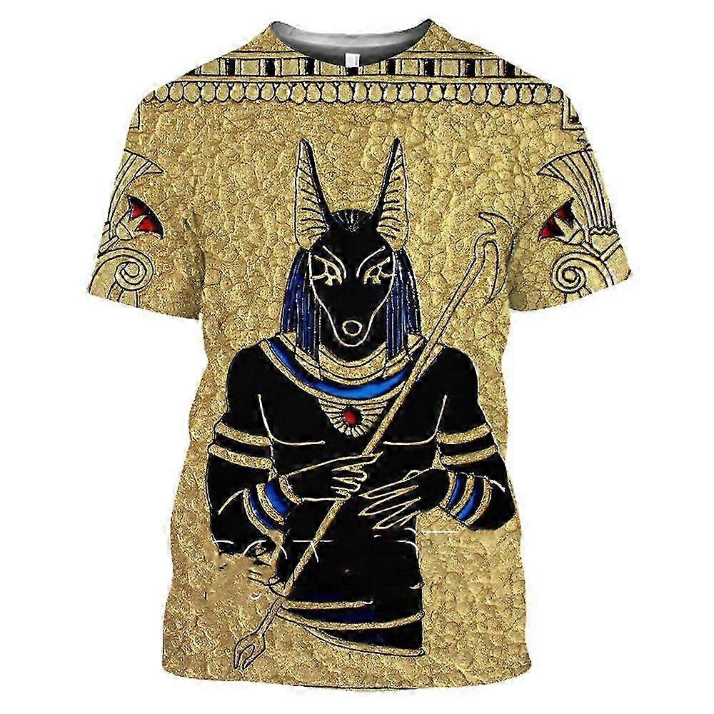 T-Shirt Ancient Egypt Anubis 3D Print Men's T-Shirt Round Neck Shor...