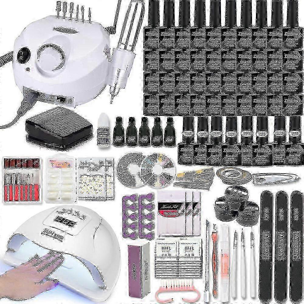 35000rpmネイルアートキット120w / 54w導かれたネイルランプ40/30/20/10色UVポリッシングジェルポリッシングネイルアートキットコンボ2