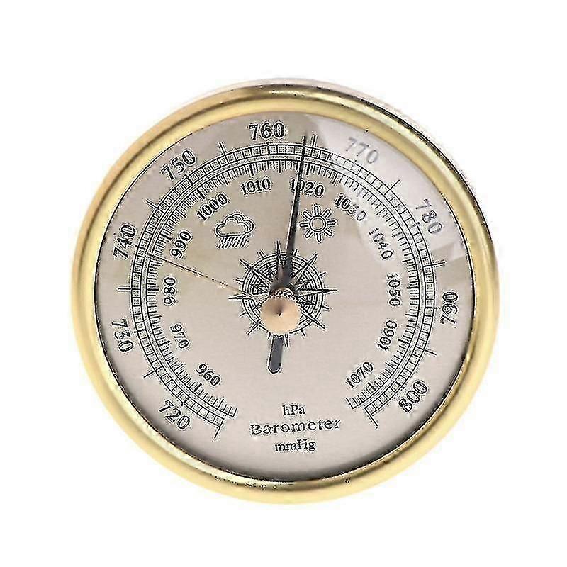 1070hPa Gold-Plated Round Wall-Mounted Barometer for Air Weather Monitoring