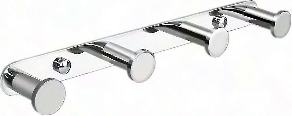4 Towel Hooks Wall Mounted - Silver Bathroom Coat Hooks 26x4x2.8cm - Durable Towel Rack Hooks for Home
