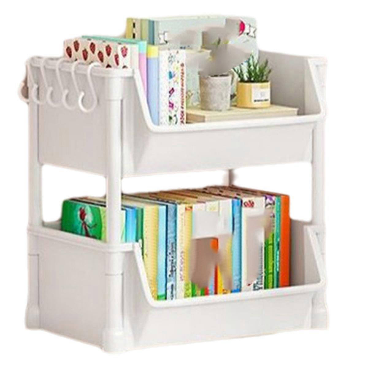 2-Layer Household Snacks Storage Bookshelf, Trolley Storage Rack, Storage Rack Kitchen Fruit and Vegetable Basket