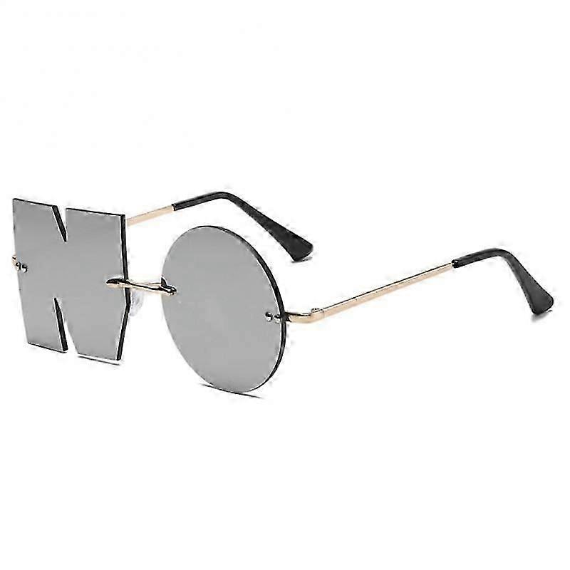 rimless fashion sunglasses with unique irregular frame