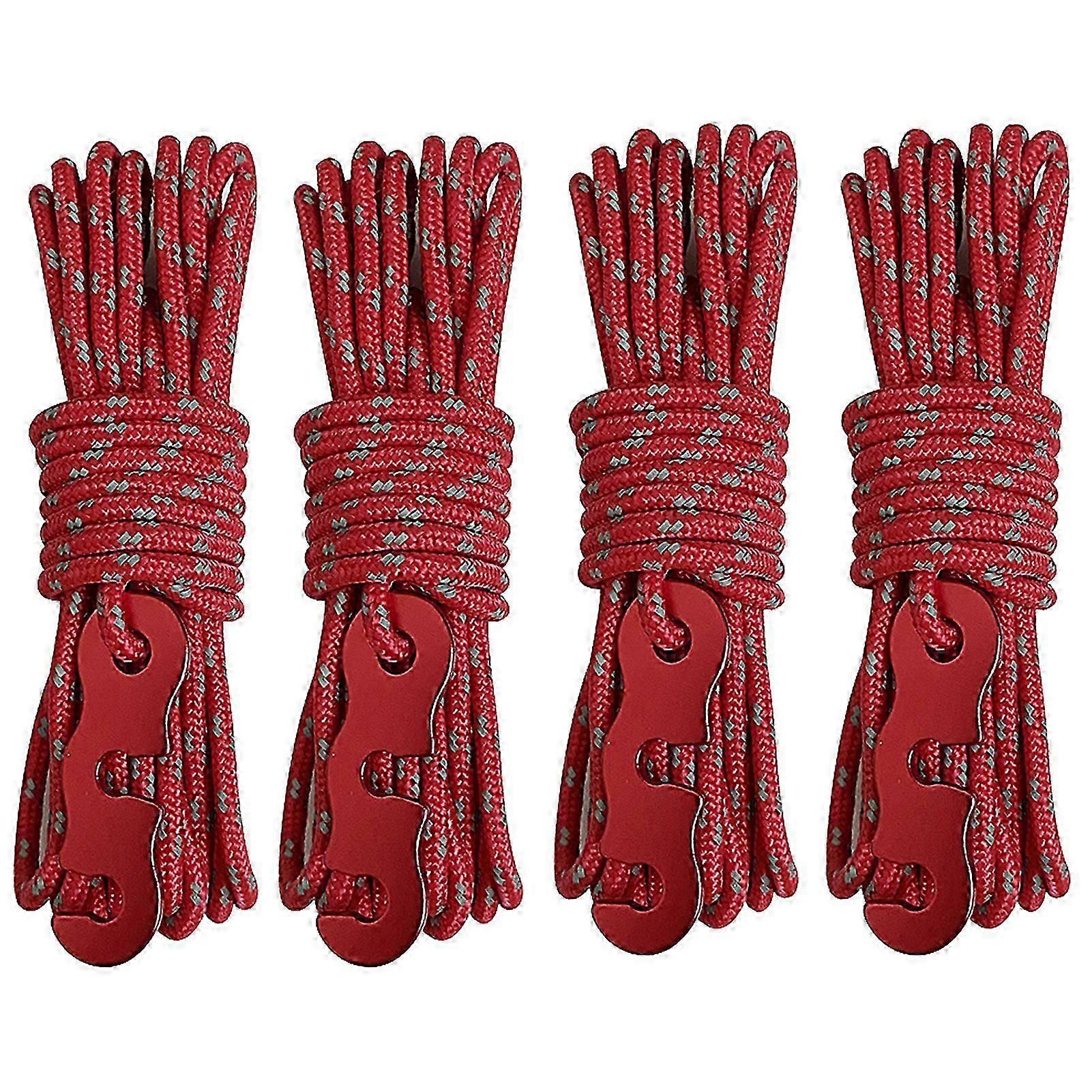 Corda de barraca reflexiva 4pcs engrossar resistente para caminhadas de acampamento