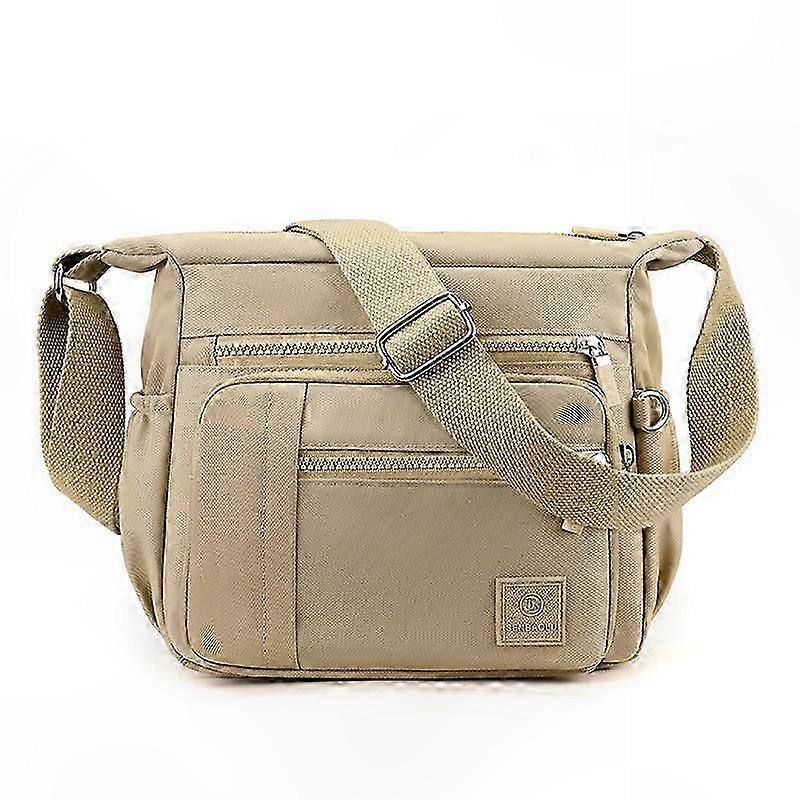 حقيبة كروس متعددة الجيوب للرجال والنساء ، تصميم مقاوم للماء ومضاد للسرقة ، لون كاكي ، حقيبة كتف غير رسمية للاستخدام اليومي