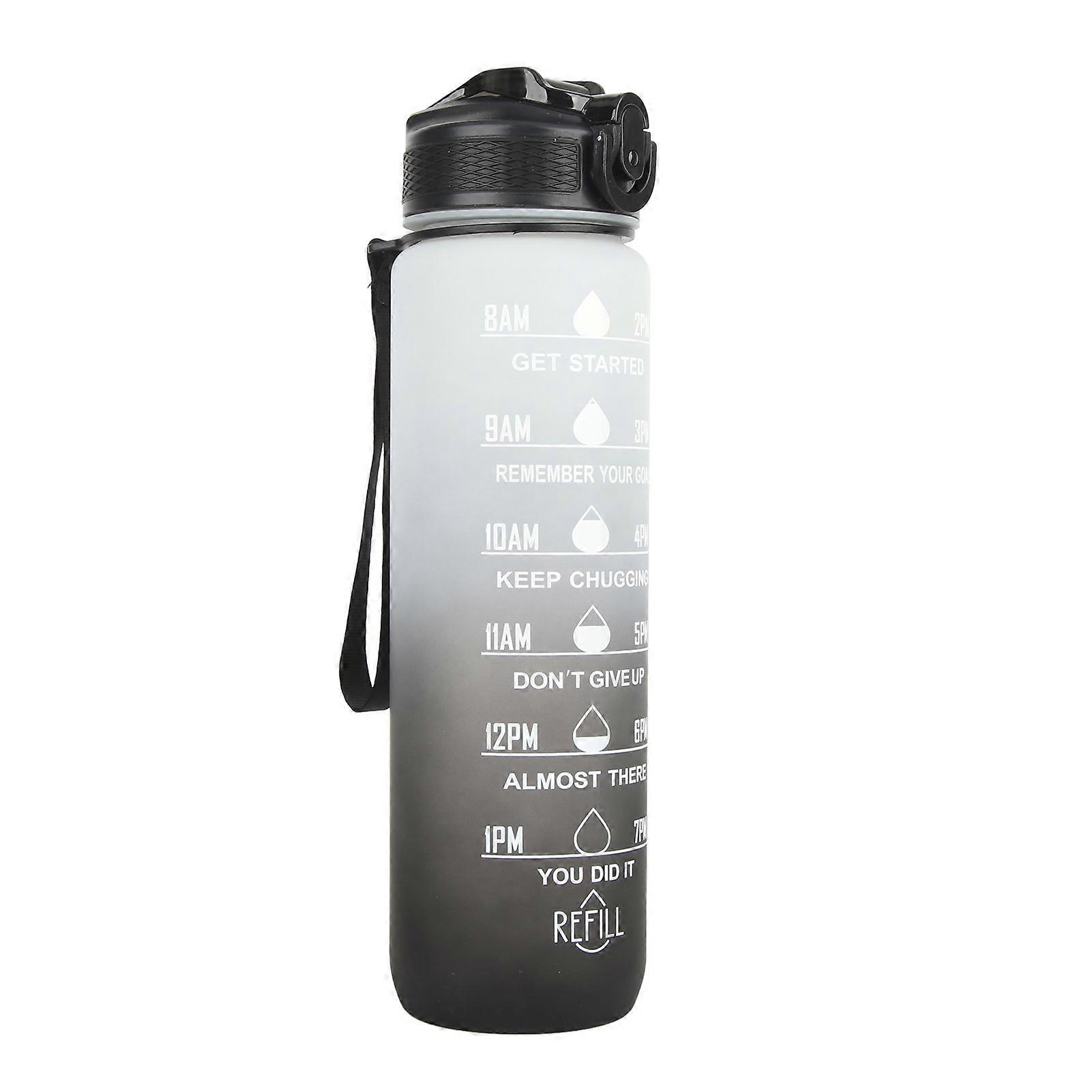 Gradient Color 1000ml Frosted Water Bottle with Straw 30x10x5cm