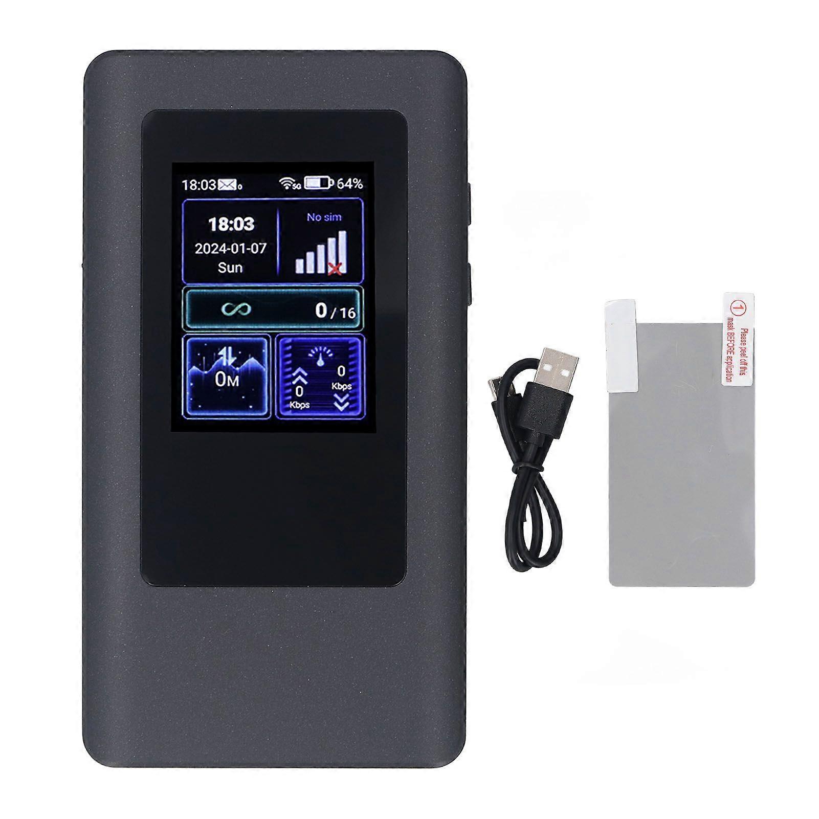 5G WiFi Mobile Hotspot for Travel with 2.4 Inch LCD Screen 2.4GHz 5.8GHz WiFi6 Nano SIM Card Slot Up To 16 Simultaneous Connection 4000mAh