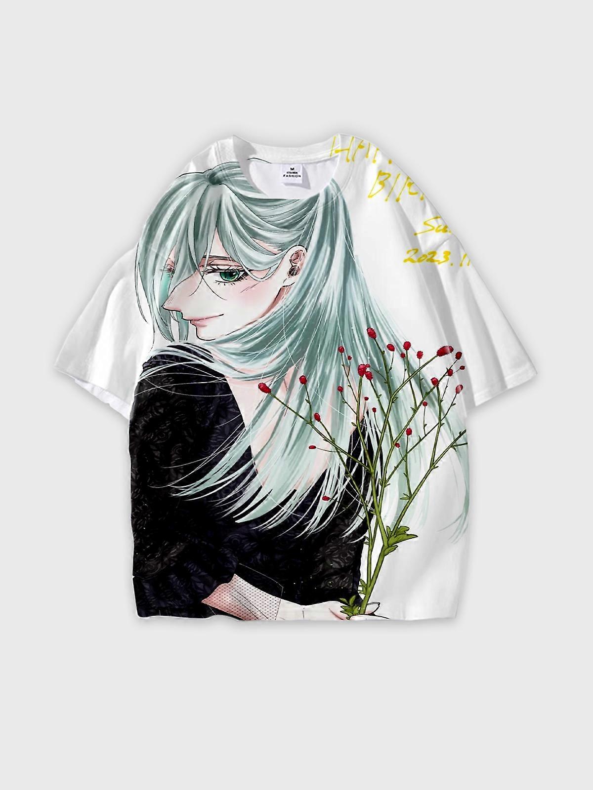 T-Shirt Round Neck, Loose Short Sleeve The Fragrant Flower Blooms with Dignity Graphic Tee, Unisex Summer Casual Top W1058