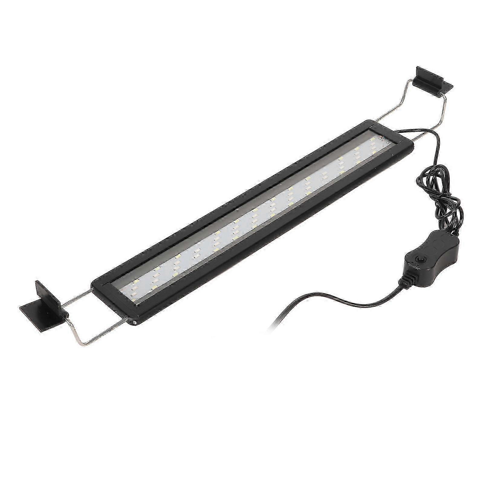 LED Aquarium Light 4 Rows Splashproof Ultrathin Fish Tank LED Color Changing Light with Extendable Brackets Black US Plug 110V