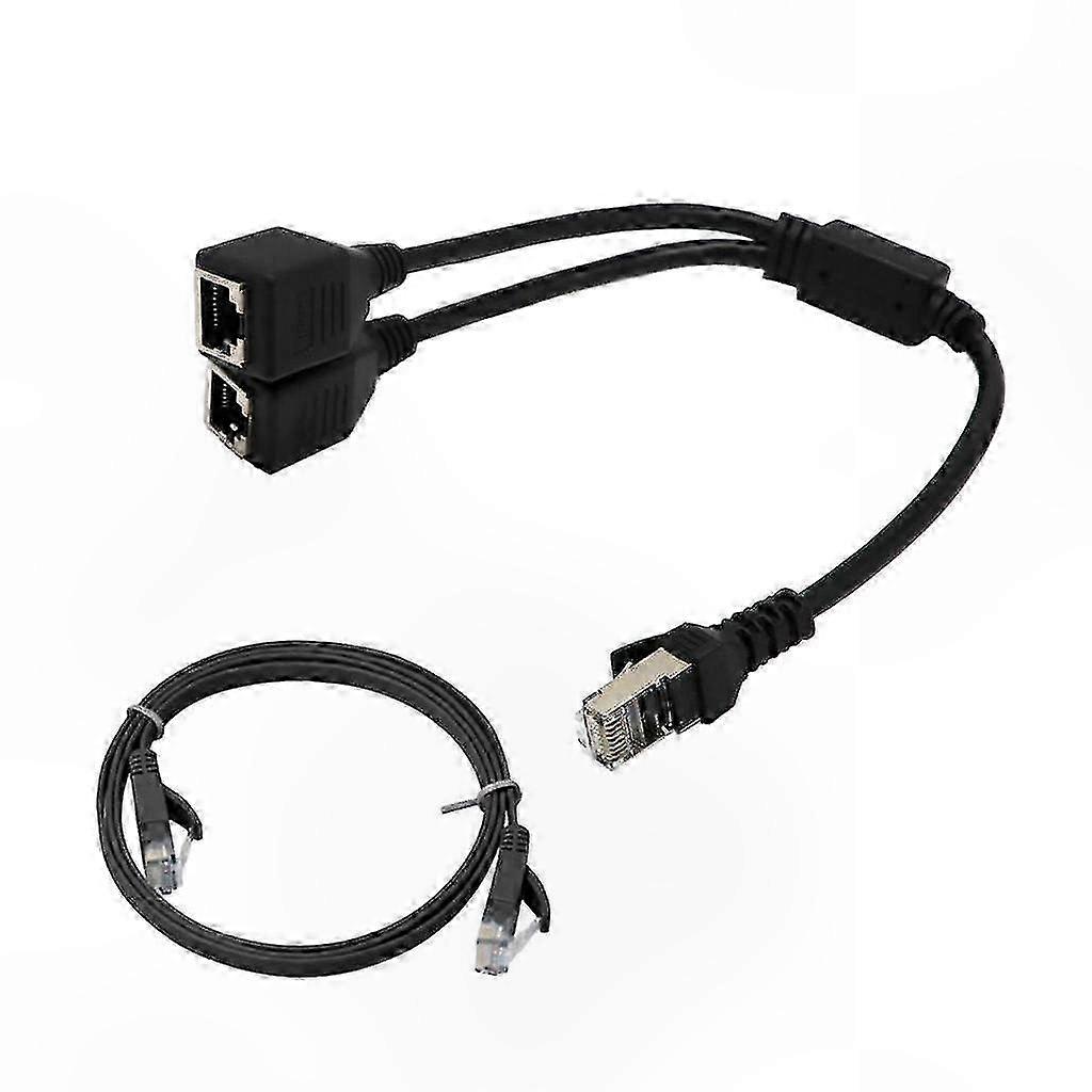 2-Port Ethernet Network Adapter with LAN Cable Splitter