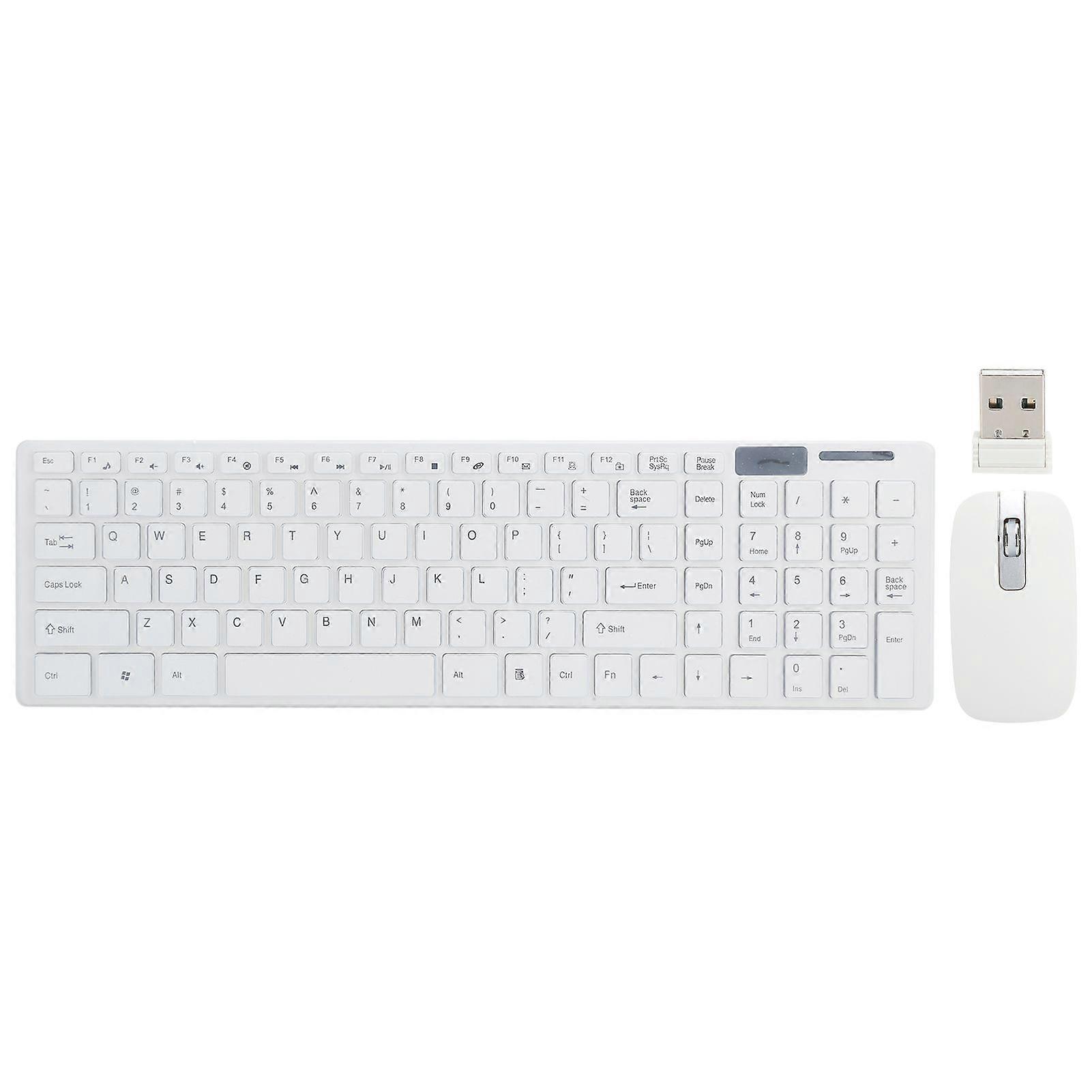 Mouse and Keyboard Set Wireless 10m Remote Connection Smart Sleep Fingerboardand Mouse Combo for IOS/Windows/AndroidWhite