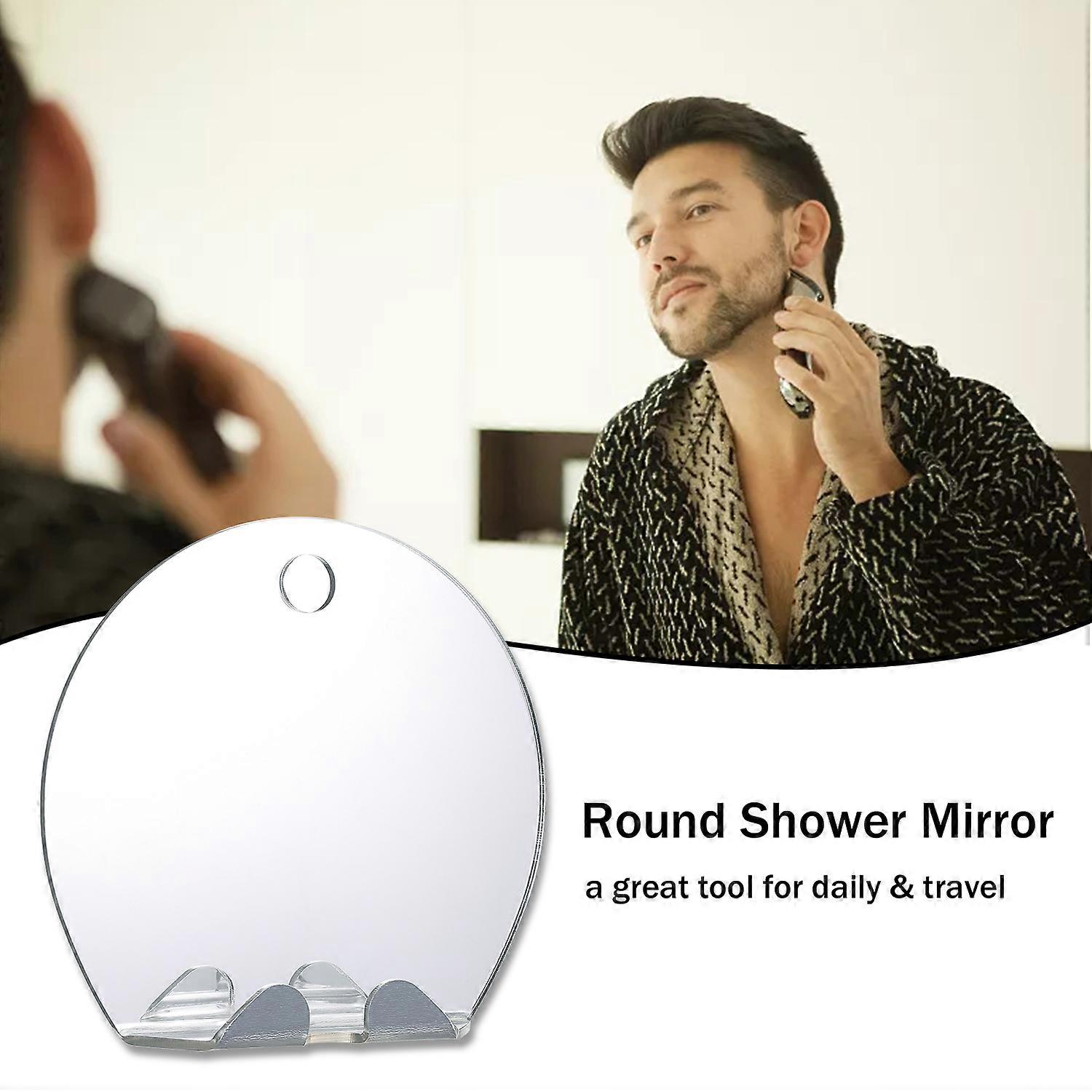 Shower Mirror for Shaving Fogless Bathroom Mirror with Suction Portable Handheld Fog-Free Round Mirror for Makeup Beard Grooming & Travel