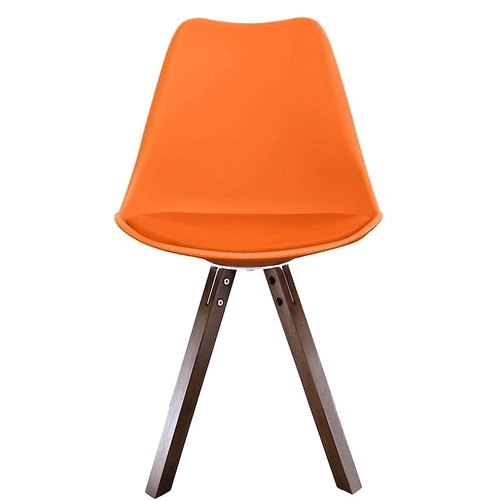 Fusion Living Soho Orange Plast Spisebordsstol med firkantet pyramide mørke træben