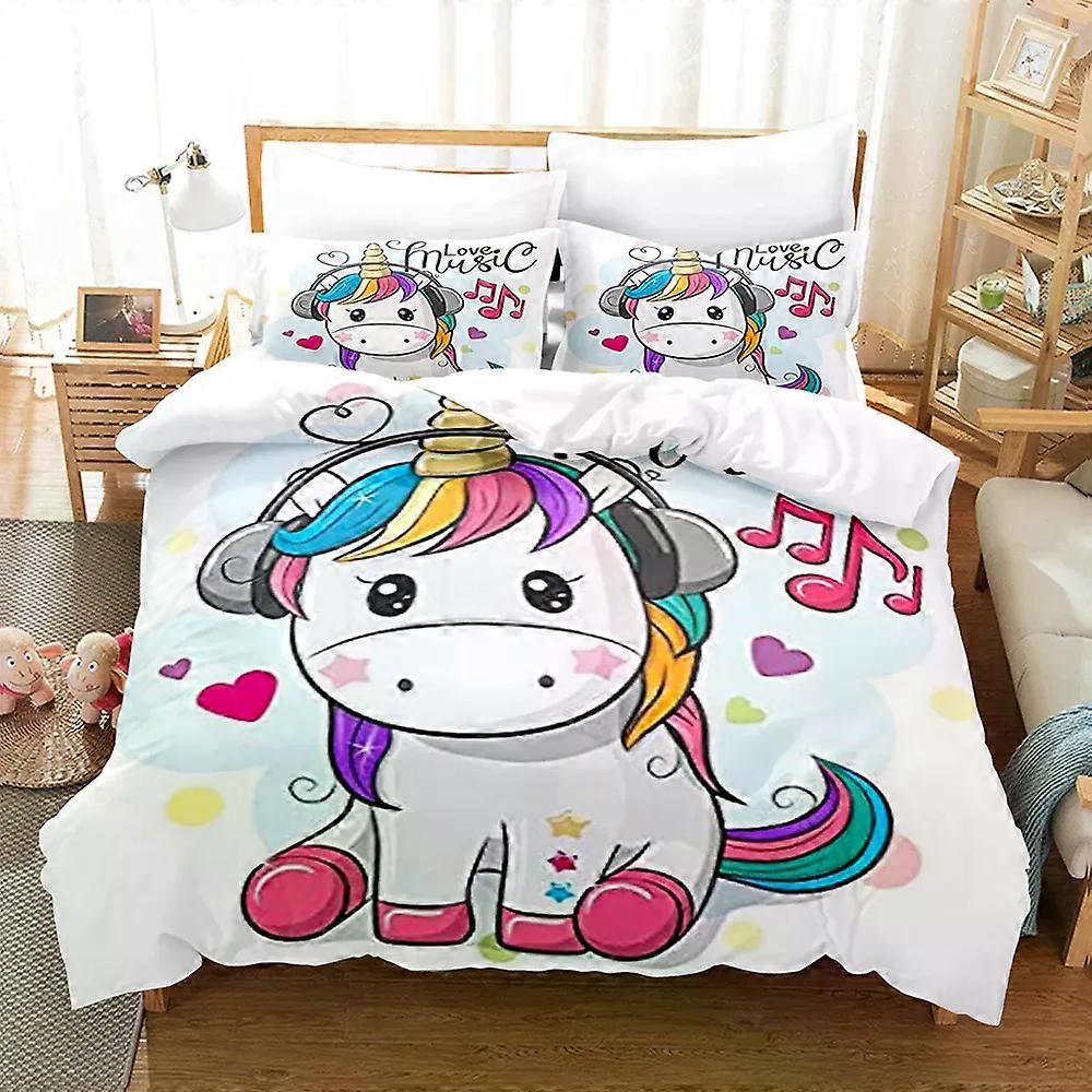 TE1857 Pink Rainbow Horse Bedding Set Single Twin Full Queen King Size Unicorn Bed Set Aldult Kid Bedroom Duvet cover Sets 3D Print 034