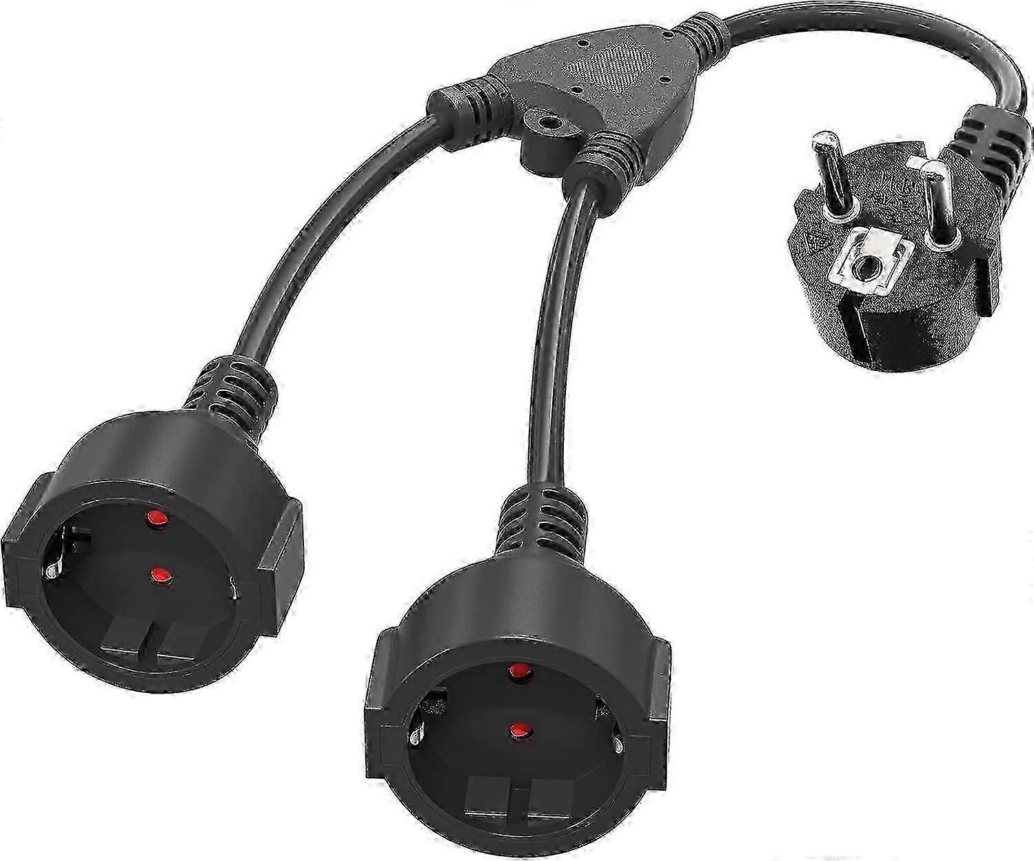 قابس مزدوج للمقبس ، متعدد المقابس 2-Way مع كابل مرن ، 16 أمبير / 250 فولت / بحد أقصى 3680 واط ، ملحقات مقبس المحول الألماني للمطبخ ، المكتب ، المنزل ، ب