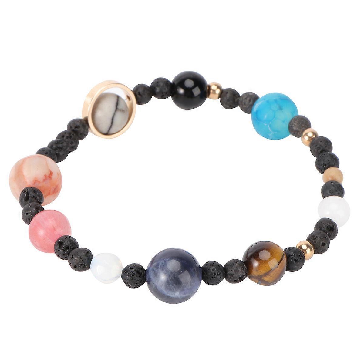 Nine Planets Bracelet Fashion Design Wrist Chain Durable Natural Stone Multi Color 1Pack