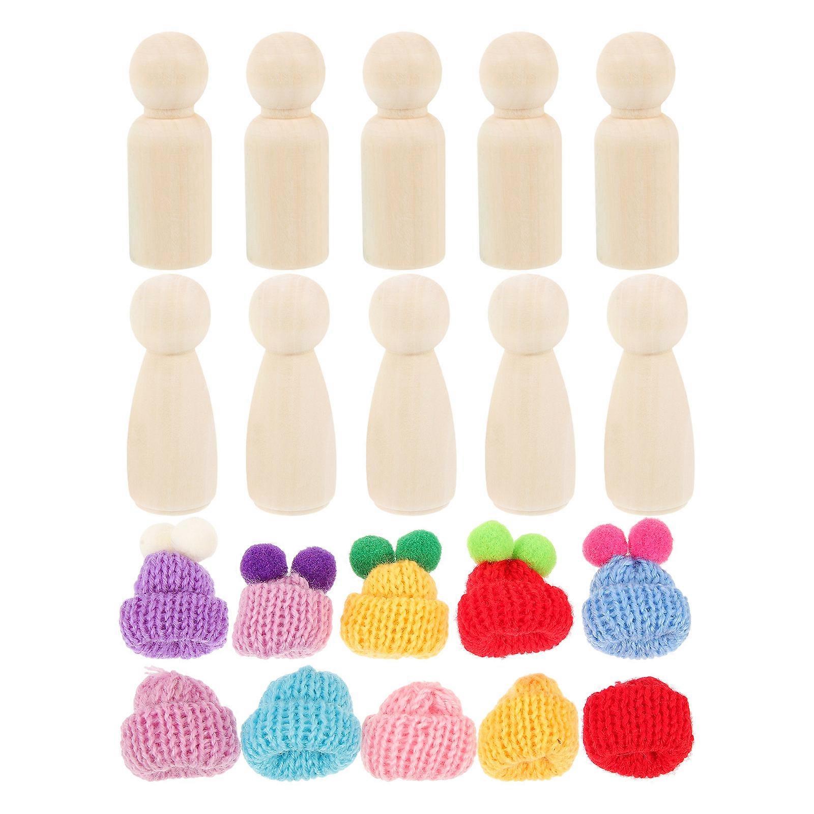 Assorted Color DIY Wooden Peg People for Decoration 1Set